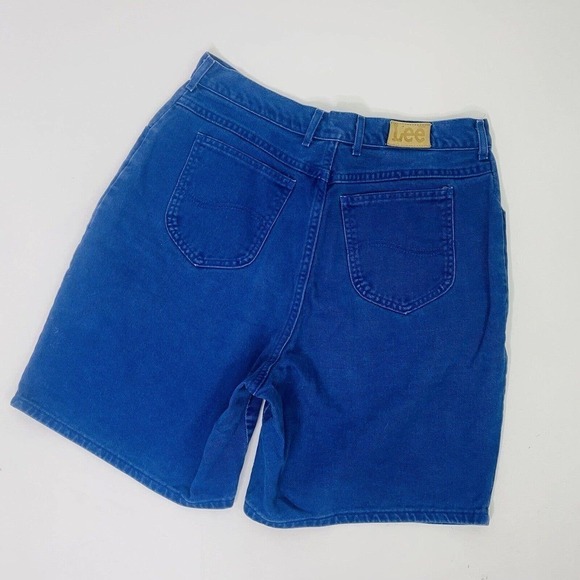 Vintage Lee High Rise Relaxed Long Inseam Mom Jean Shorts 31-32" Women's Blue - Picture 1 of 8